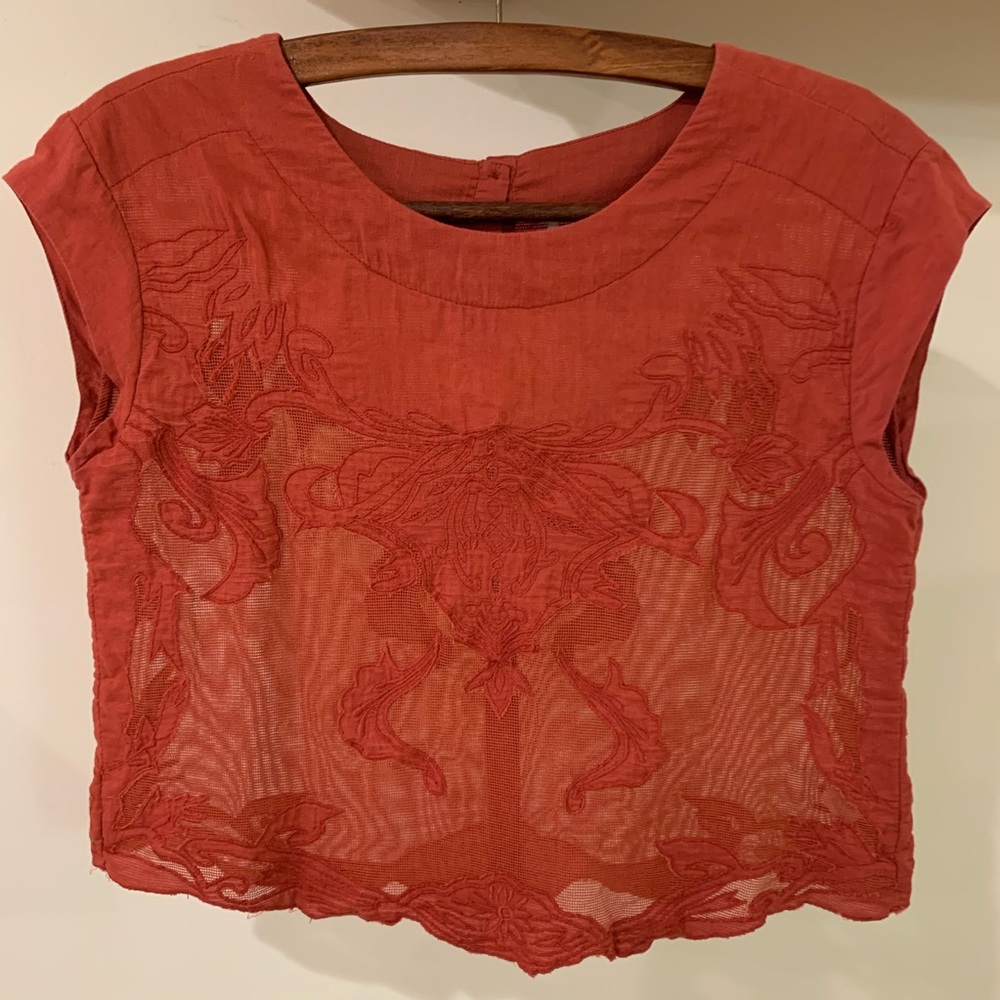 Free people, sheer mesh embroidered, sz xs